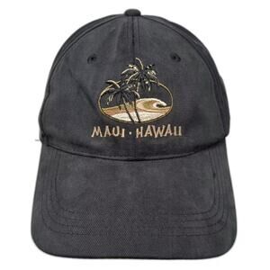 Fahrenheit Black Gold Baseball Cap Hat Maui Hawaii Embroidered Slideback OSFM